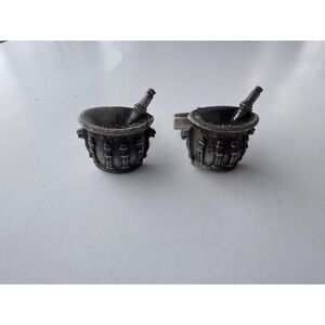 Vintage Merrell Mortar and Pestle Cufflinks‎ Mens Silver Tone Apothecary Medical